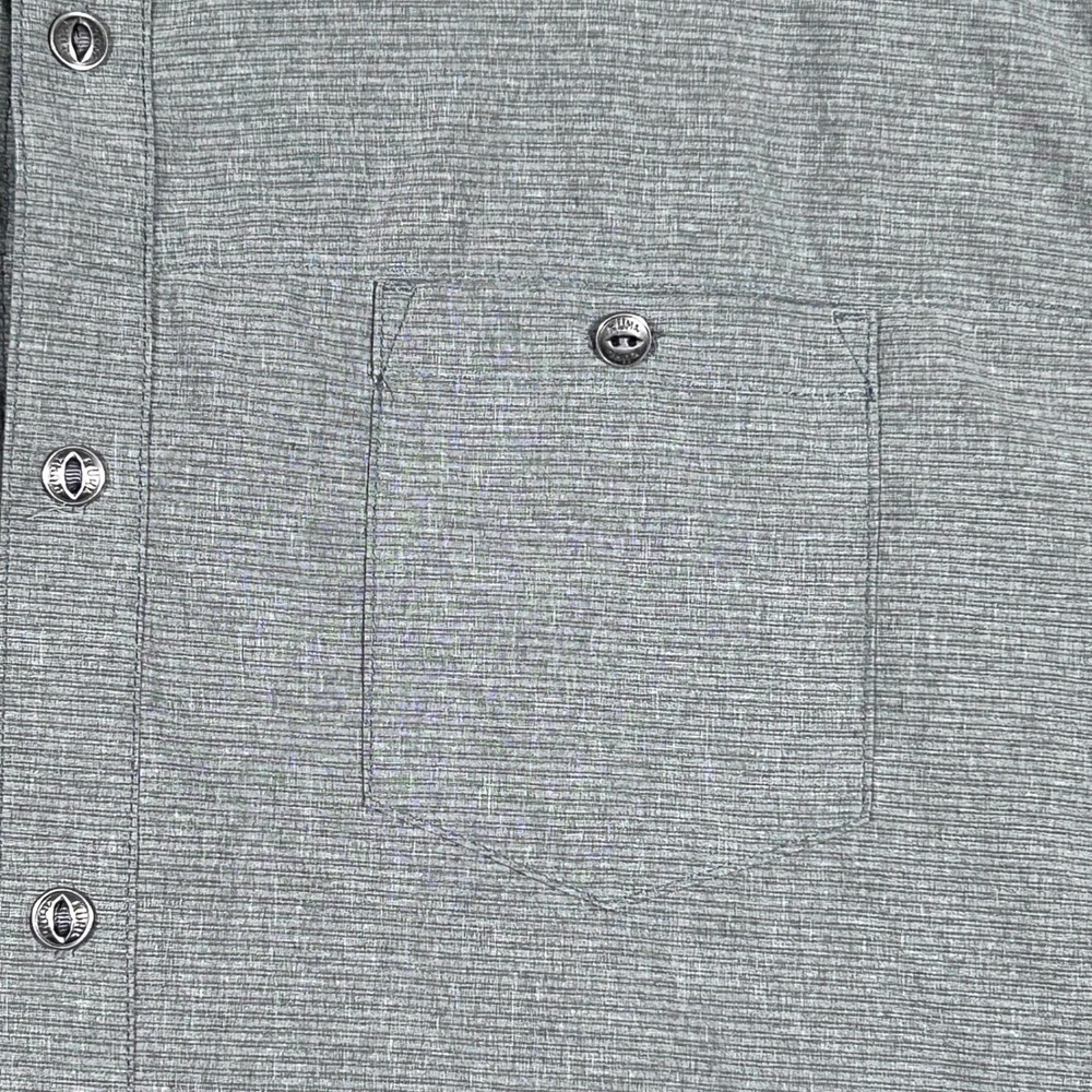 Kuhl Provok Men L Gray Textured Short Sleeve Button Up Shirt Outdoor Hike Trail - Picture 9 of 14